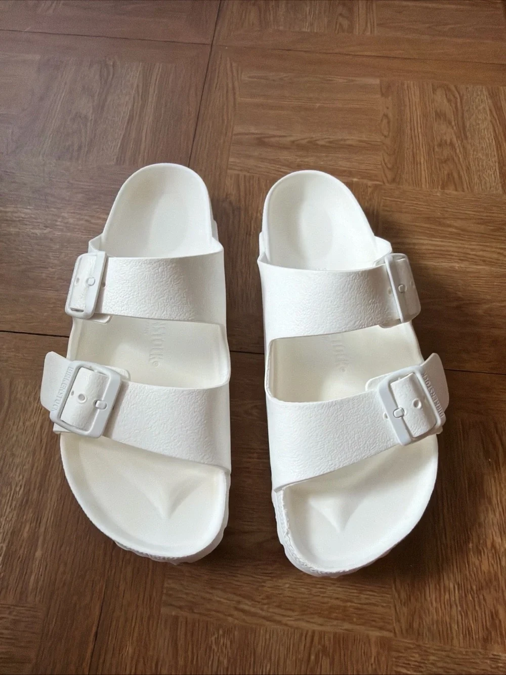 Birkenstock White Dual-Buckle EVA Slide Sandals L7-M5 lightweight